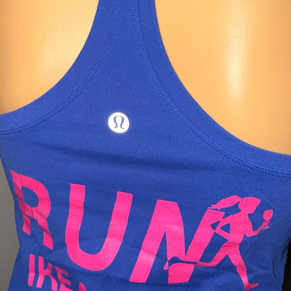 lululemon athletica Blue and Pink Graphic Tank Top